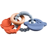 Elias Rattle Teal Teether - Three Hearts