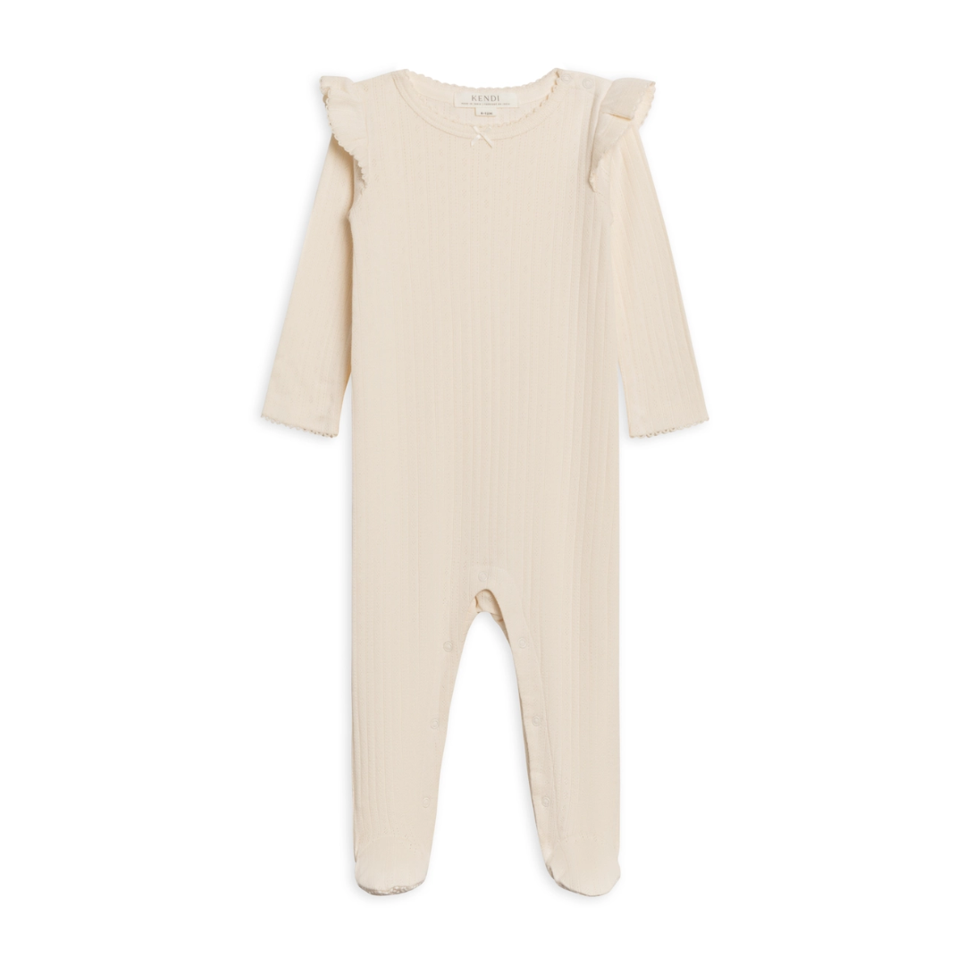 Ivory Addy Flutter Pointelle Footed Sleeper - Kendi by Colored Organics