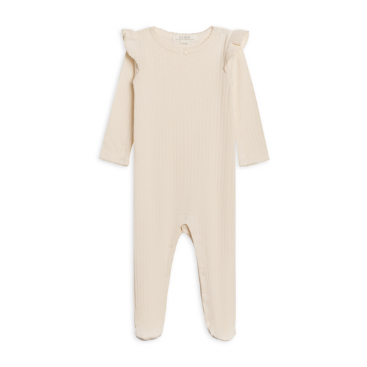 Ivory Addy Flutter Pointelle Footed Sleeper - Kendi by Colored Organics