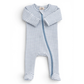 Dusty Blue Striped Ribbed Footie - SIIX Collection