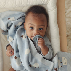 Baby Blue Sheep Luxury Cotton Swaddle Blanket - Bleu La La