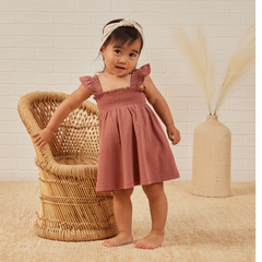Berry Smocked Jersey Dress - Quincy Mae