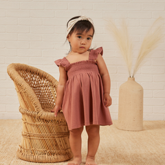 Berry Smocked Jersey Dress - Quincy Mae