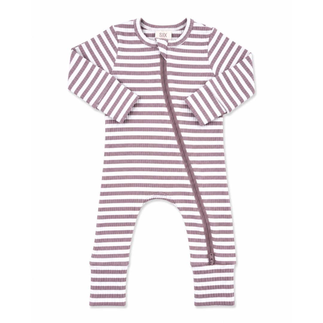 Violet Stripe Ribbed Romper - SIIX Collection