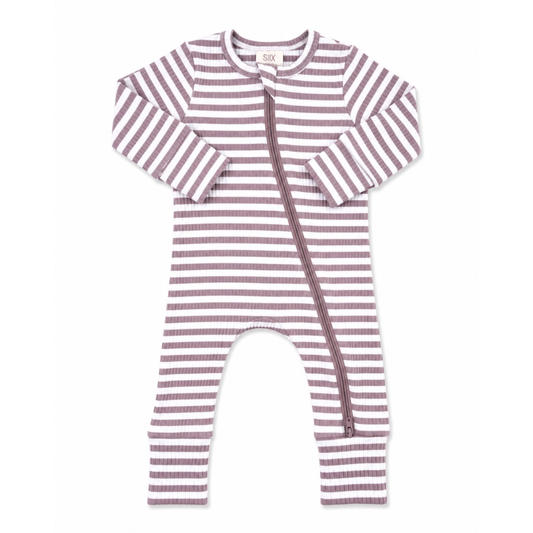 Violet Stripe Ribbed Romper - SIIX Collection