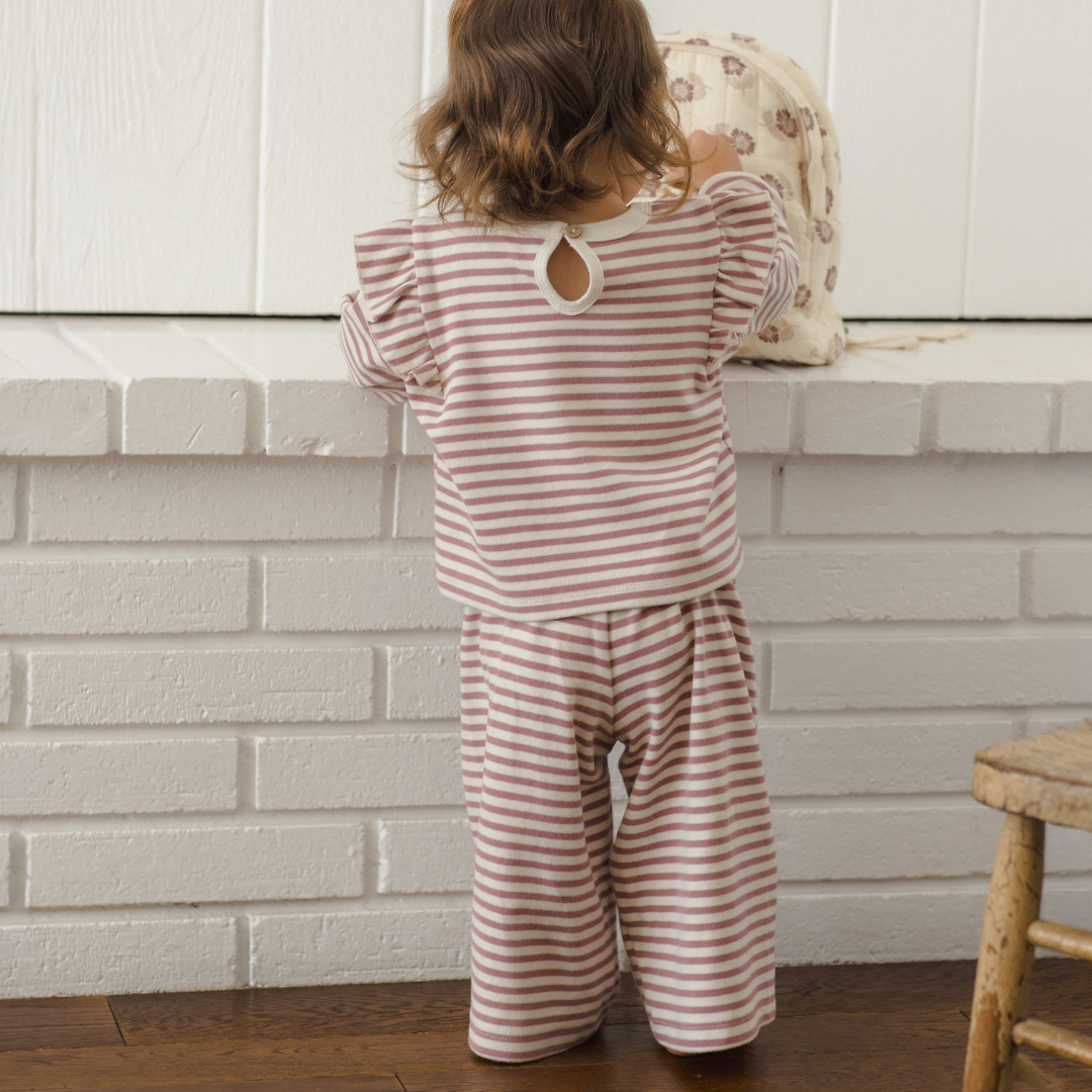 Mulberry Stripe Ruffle Cozy Set - Quincy Mae