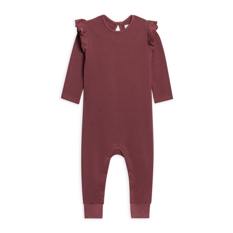 Mulberry Mila Flutter Waffle Knit Romper - Colored Organics