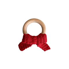 Red Bow Crochet Rattle Teether - The Blueberry Hill