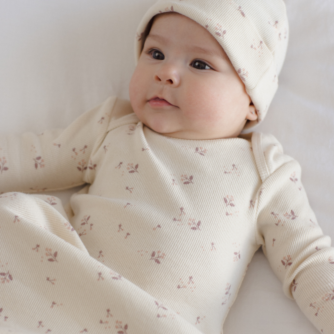 Fall Ditsy Knotted Gown + Hat Set - Quincy Mae