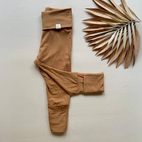 Clay Fold Over Bamboo Leggings - Tenth & Pine