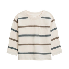 Agave & Driftwood Max Stripe Reese Drop Shoulder Tee - Colored Organics