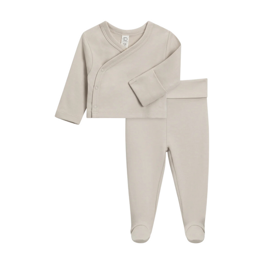 Stone Riley Kimono Wrap Top & Footie - Colored Organics