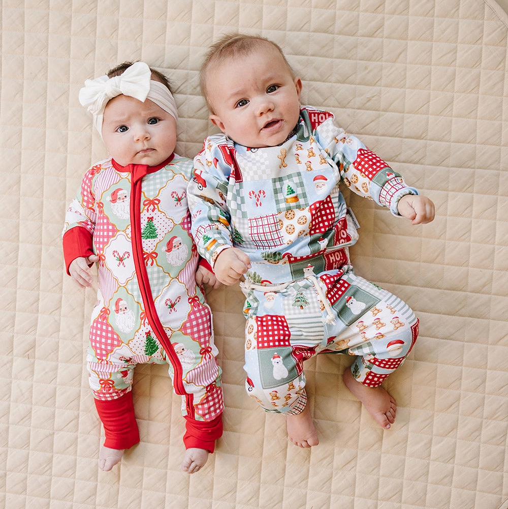 Santa Patchwork Romper - Lucky Panda Kids