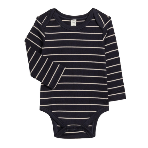 Navy + Oat Kade Stripe River Bodysuit - Colored Organics