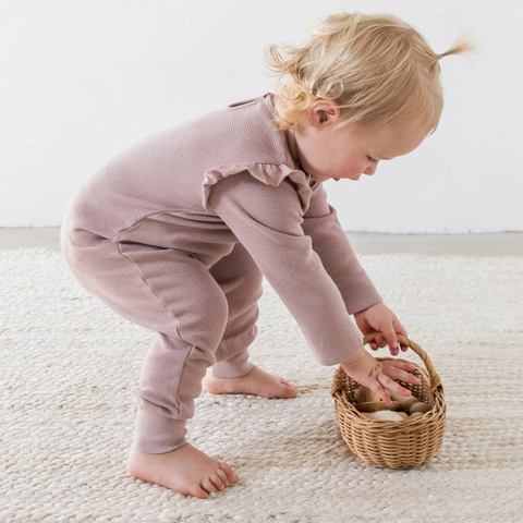 Fig Mila Waffle Knit Flutter Sleeve Romper - Colored Organics