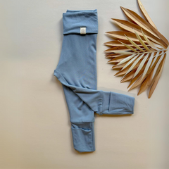 Dusty Blue Fold Over Bamboo Leggings - Tenth & Pine