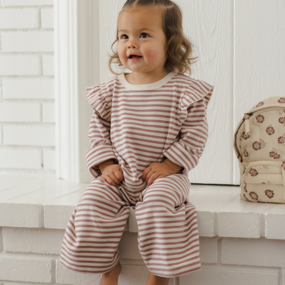 Mulberry Stripe Ruffle Cozy Set - Quincy Mae
