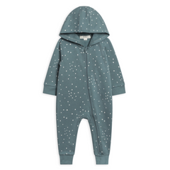 Teal Square Dot Greer Hooded Romper - Colored Organics