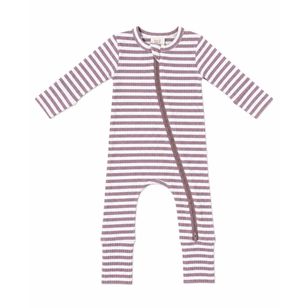 Violet Stripe Ribbed Romper - SIIX Collection