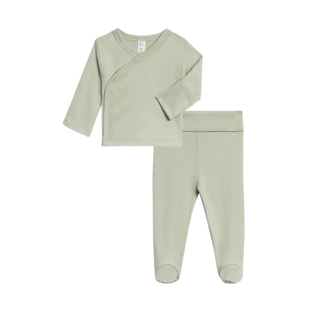 Mint Riley Kimono Wrap Top & Footie - Colored Organics