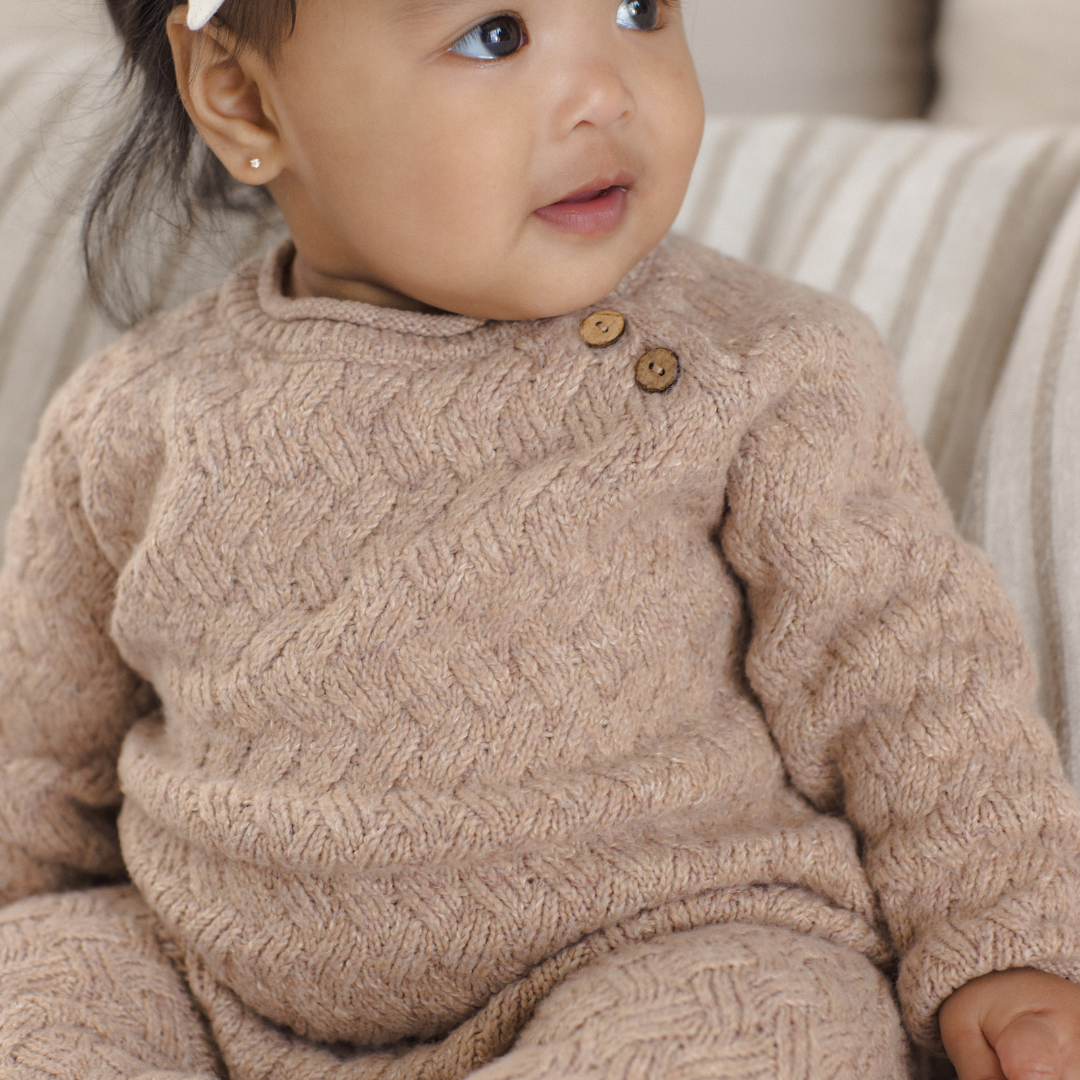 Heather Almond Knit Jumpsuit - Quincy Mae