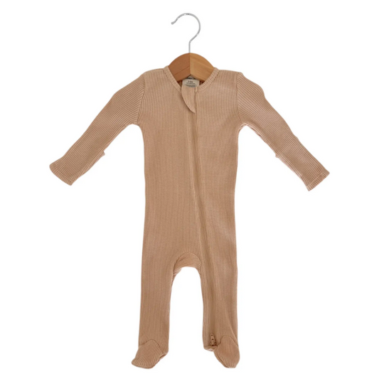 Tan Waffle Romper - Spearmint