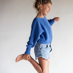 Blue Scoop Back Knit Sweater - Raised By Water