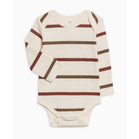 Garnet + Sepia Max Stripe River Bodysuit - Colored Organics