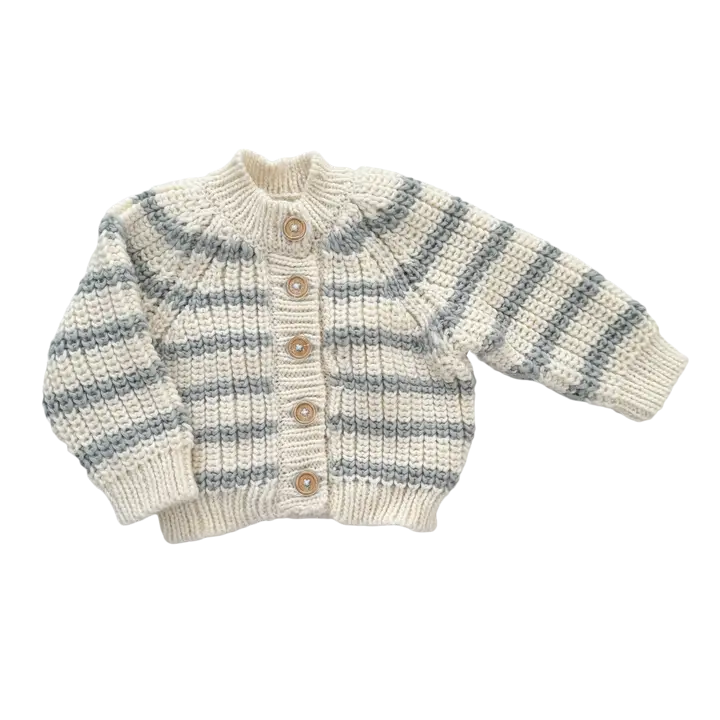 Bowie Gray Stripe Cardigan - The Blueberry Hill