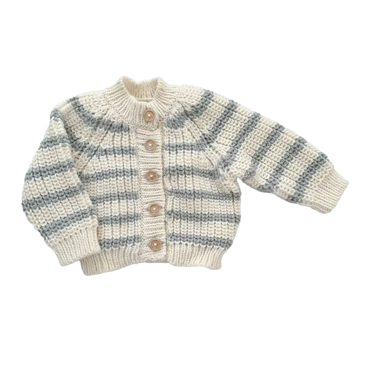 Bowie Gray Stripe Cardigan - The Blueberry Hill