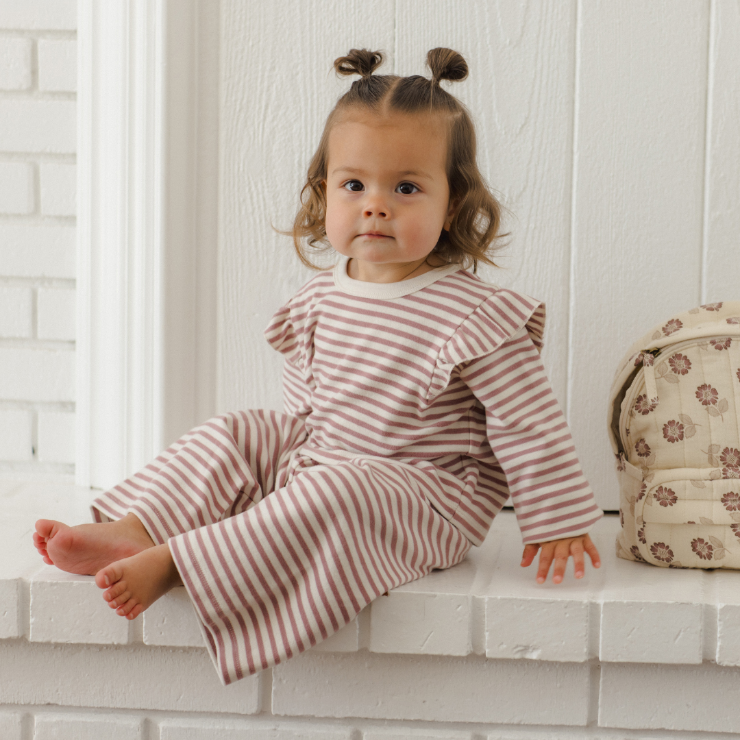 Mulberry Stripe Ruffle Cozy Set - Quincy Mae