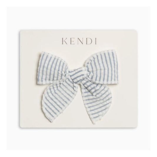 Sea Shore Stripe Seersucker Bow Hair Clip - Kendi