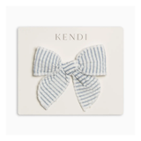 Sea Shore Stripe Seersucker Bow Hair Clip - Kendi