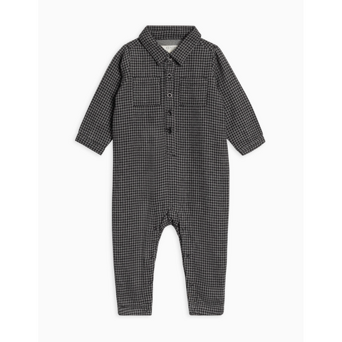 Houndstooth Locke Flannel Collared Romper - Kendi by Colored Organics