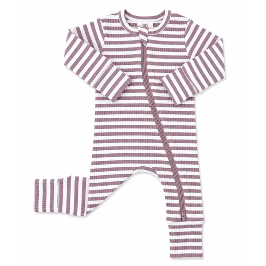 Violet Stripe Ribbed Romper - SIIX Collection