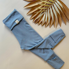 Dusty Blue Fold Over Bamboo Leggings - Tenth & Pine