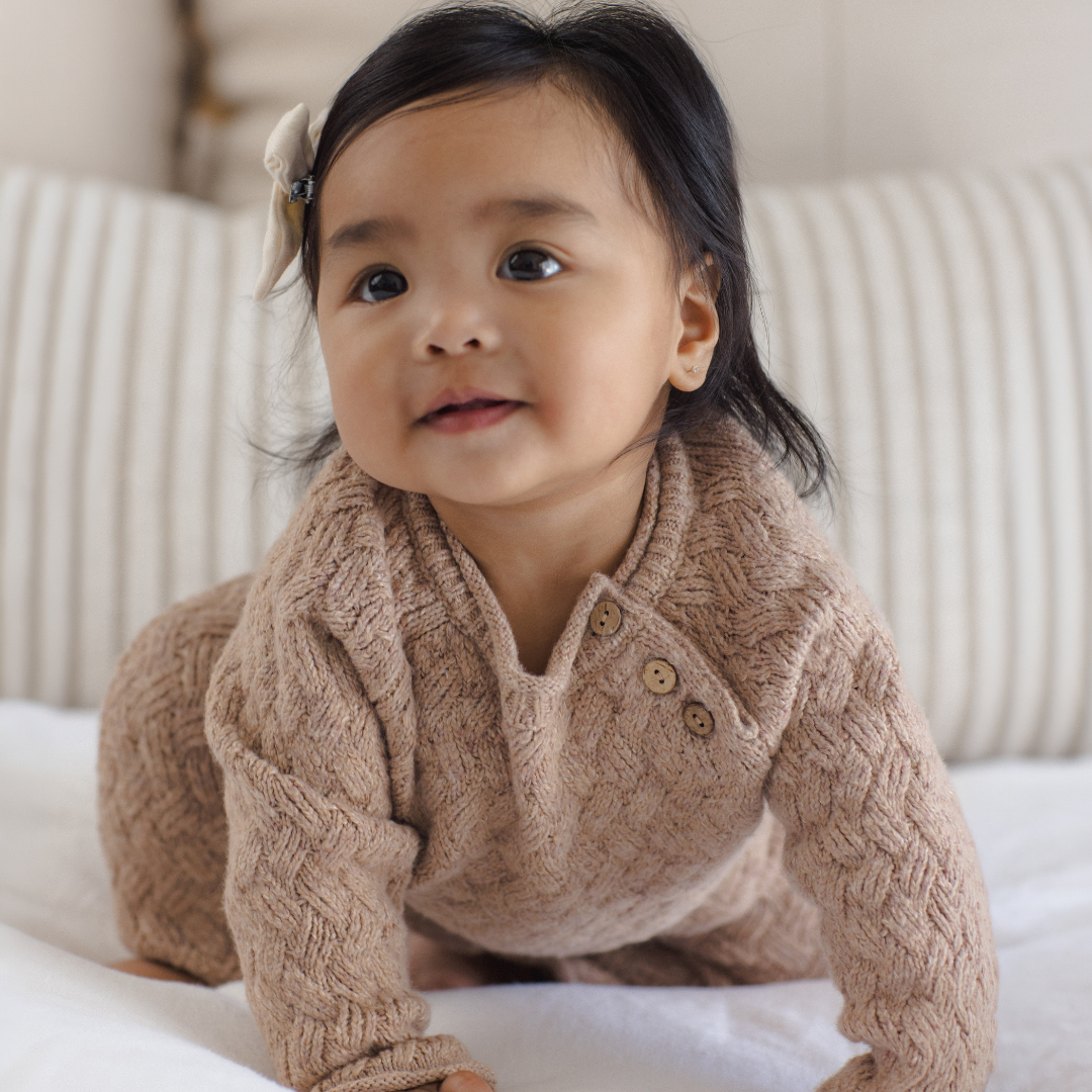 Heather Almond Knit Jumpsuit - Quincy Mae