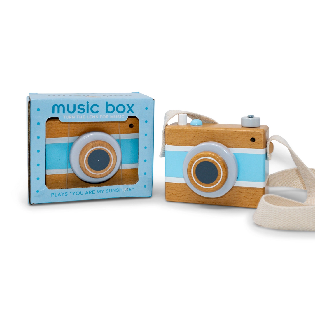 Blue Vintage Camera Music Box - Jack Rabbit Creations