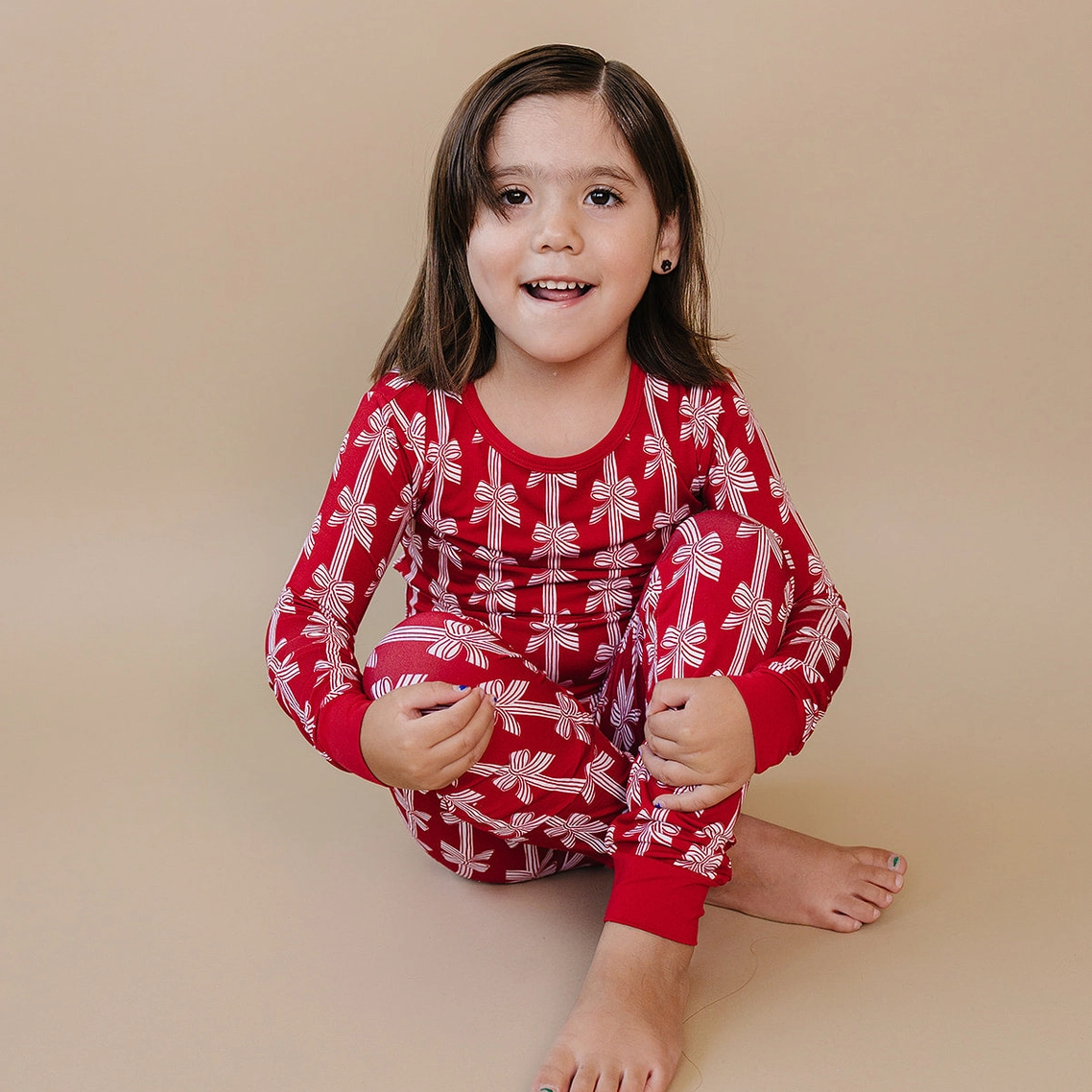 Red Bows Two Piece - Lucky Panda Kids