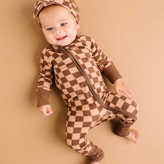 Espresso Checkered Bamboo Sleeper - Little One Shop
