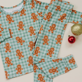Gingerbread Gingham Two Piece - Lucky Panda Kids