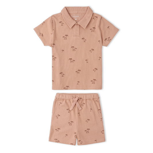 Island Palm Collar Tee & Short Set - Makemake Organics