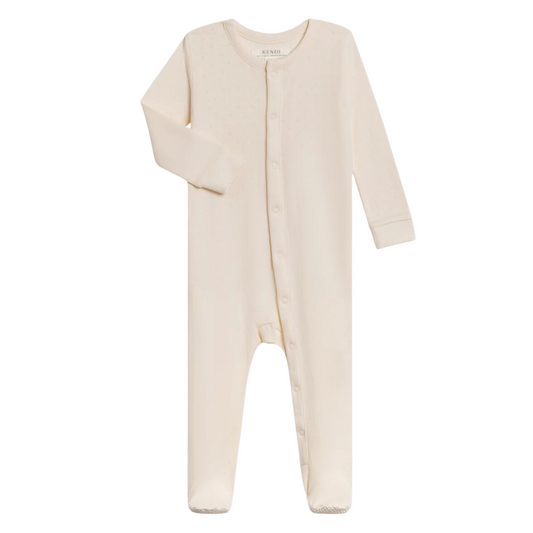 Ivory Skyler Pointelle Sleeper - Kendi by Colored Organics