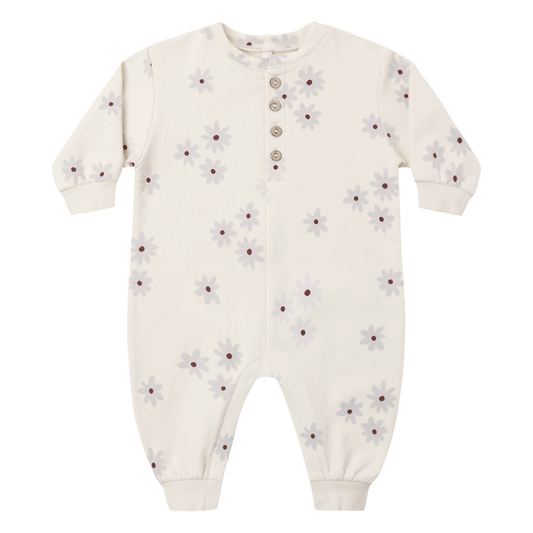 Blue Daisy Relaxed Fleece Jumpsuit - Quincy Mae