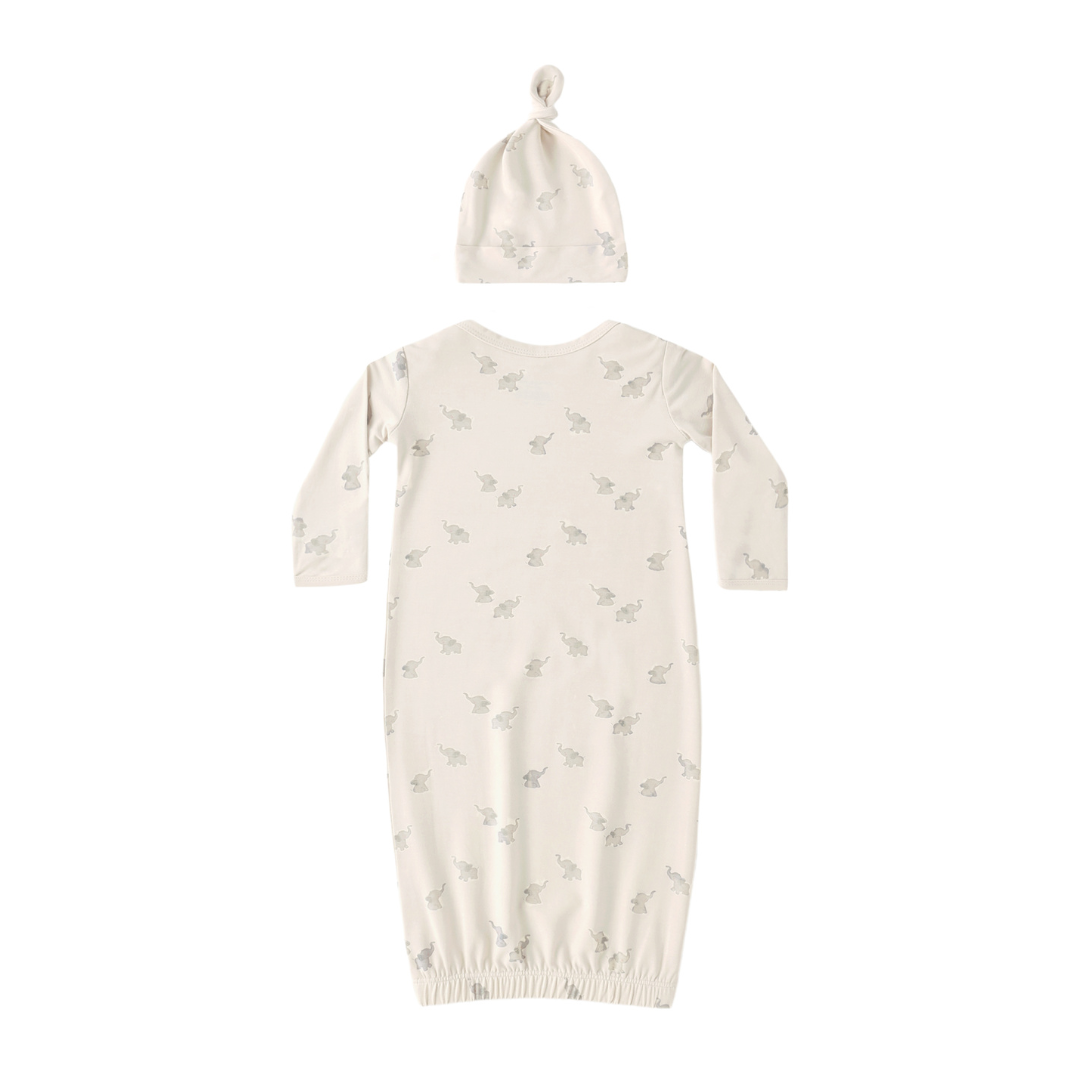 Elephant Bamboo Gown + Hat - Quincy Mae
