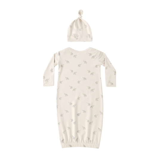 Elephant Bamboo Gown + Hat - Quincy Mae