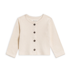Ivory Clara Pointelle Button Down Cardigan - Kendi by Colored Organics