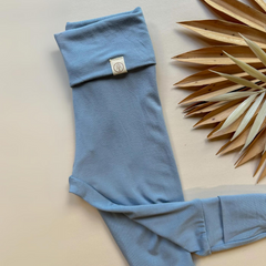 Dusty Blue Fold Over Bamboo Leggings - Tenth & Pine