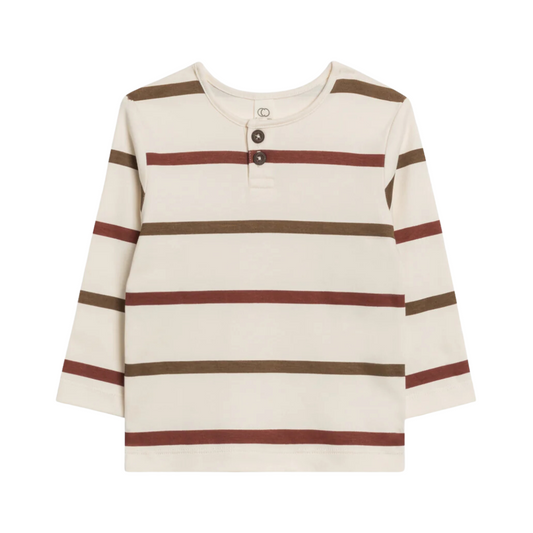 Garnet & Sepia Max Stripe Reef Henley Long Sleeve - Colored Organics