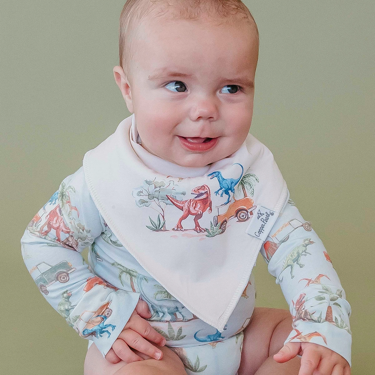 Dino Explorer Bandana Bibs - Copper Pearl